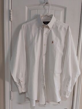 Ralph Lauren White Oxford Boys 18 | Multi-Color Pony | Fits XS